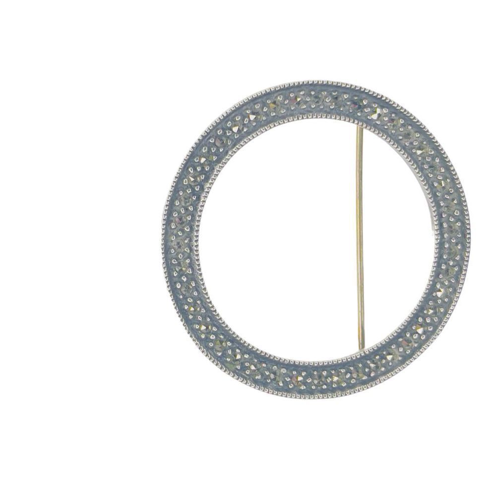 925 SOLID Sterling Silver and Marcasite Vintage Brooch Pin